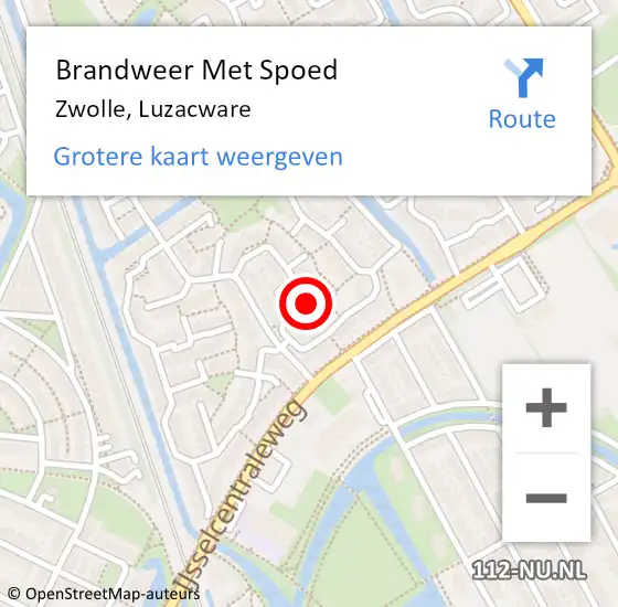 Locatie op kaart van de 112 melding: Brandweer Met Spoed Naar Zwolle, Luzacware op 7 juni 2021 00:25