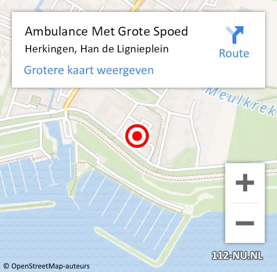 Locatie op kaart van de 112 melding: Ambulance Met Grote Spoed Naar Herkingen, Han de Lignieplein op 7 juni 2021 00:40