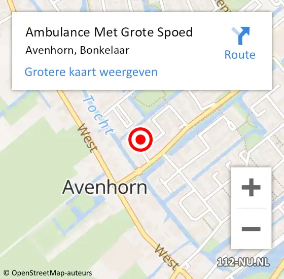 Locatie op kaart van de 112 melding: Ambulance Met Grote Spoed Naar Avenhorn, Bonkelaar op 7 juni 2021 00:45