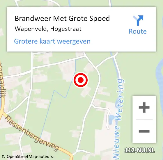 Locatie op kaart van de 112 melding: Brandweer Met Grote Spoed Naar Wapenveld, Hogestraat op 7 juni 2021 01:01
