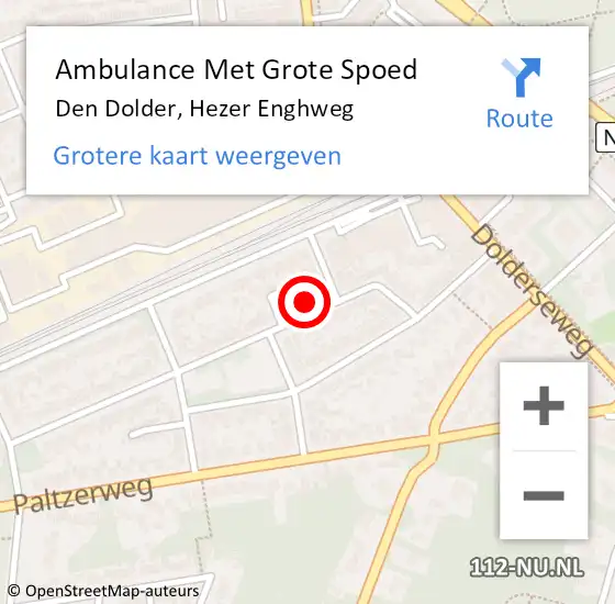 Locatie op kaart van de 112 melding: Ambulance Met Grote Spoed Naar Den Dolder, Hezer Enghweg op 12 juni 2014 14:52