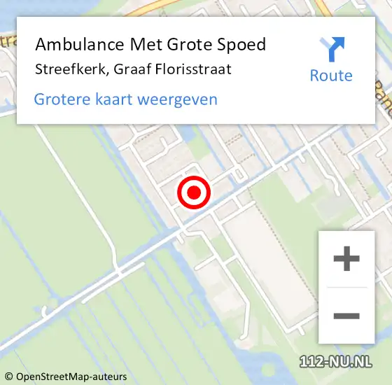 Locatie op kaart van de 112 melding: Ambulance Met Grote Spoed Naar Streefkerk, Graaf Florisstraat op 7 juni 2021 02:57