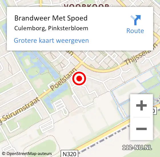 Locatie op kaart van de 112 melding: Brandweer Met Spoed Naar Culemborg, Pinksterbloem op 7 juni 2021 03:27