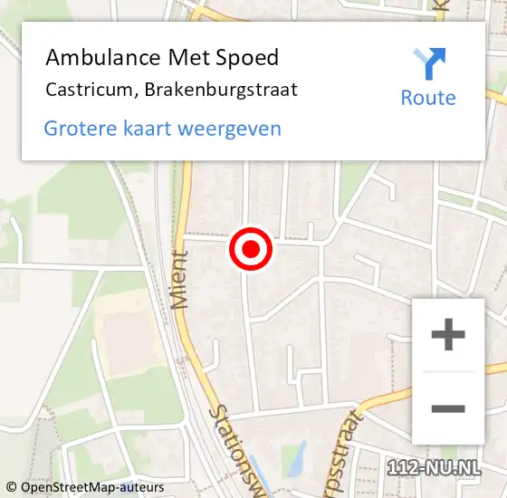 Locatie op kaart van de 112 melding: Ambulance Met Spoed Naar Castricum, Brakenburgstraat op 7 juni 2021 04:06