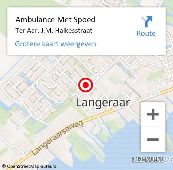 Locatie op kaart van de 112 melding: Ambulance Met Spoed Naar Ter Aar, J.M. Halkesstraat op 7 juni 2021 04:50