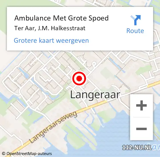 Locatie op kaart van de 112 melding: Ambulance Met Grote Spoed Naar Ter Aar, J.M. Halkesstraat op 7 juni 2021 04:51