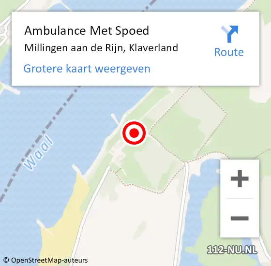 Locatie op kaart van de 112 melding: Ambulance Met Spoed Naar Millingen aan de Rijn, Klaverland op 7 juni 2021 05:12