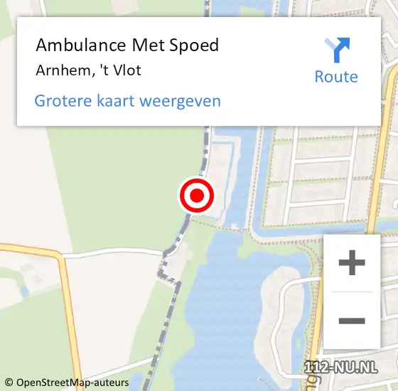 Locatie op kaart van de 112 melding: Ambulance Met Spoed Naar Arnhem, 't Vlot op 7 juni 2021 05:58