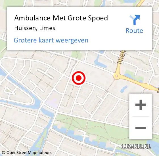 Locatie op kaart van de 112 melding: Ambulance Met Grote Spoed Naar Huissen, Limes op 7 juni 2021 06:05