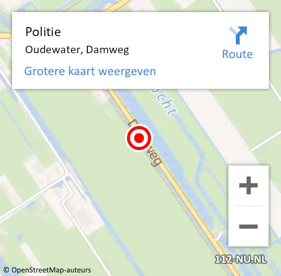 Locatie op kaart van de 112 melding: Politie Oudewater, Damweg op 7 juni 2021 06:26