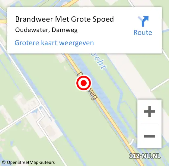 Locatie op kaart van de 112 melding: Brandweer Met Grote Spoed Naar Oudewater, Damweg op 7 juni 2021 06:26