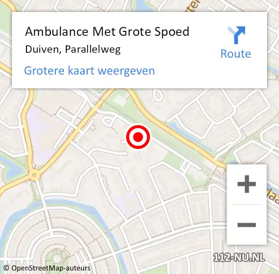 Locatie op kaart van de 112 melding: Ambulance Met Grote Spoed Naar Duiven, Parallelweg op 7 juni 2021 06:33