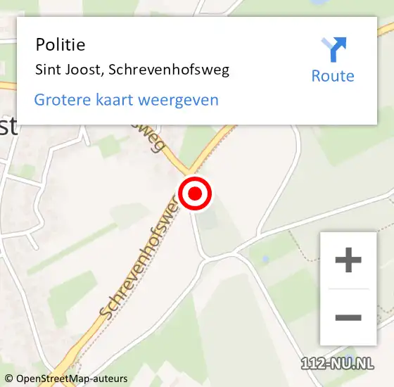 Locatie op kaart van de 112 melding: Politie Sint Joost, Schrevenhofsweg op 7 juni 2021 06:36