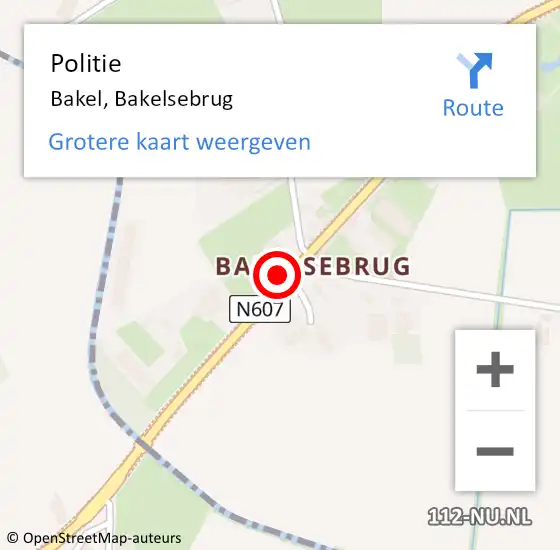 Locatie op kaart van de 112 melding: Politie Bakel, Bakelsebrug op 7 juni 2021 06:53