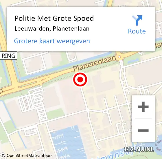 Locatie op kaart van de 112 melding: Politie Met Grote Spoed Naar Leeuwarden, Planetenlaan op 7 juni 2021 07:16
