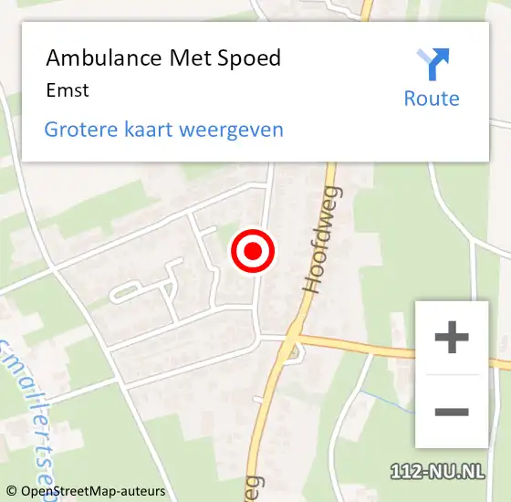 Locatie op kaart van de 112 melding: Ambulance Met Spoed Naar Emst op 7 juni 2021 07:31