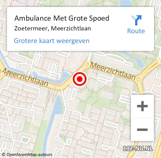 Locatie op kaart van de 112 melding: Ambulance Met Grote Spoed Naar Zoetermeer, Meerzichtlaan op 7 juni 2021 07:36