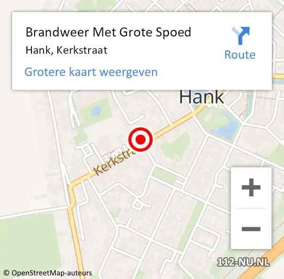 Locatie op kaart van de 112 melding: Brandweer Met Grote Spoed Naar Hank, Kerkstraat op 7 juni 2021 07:38