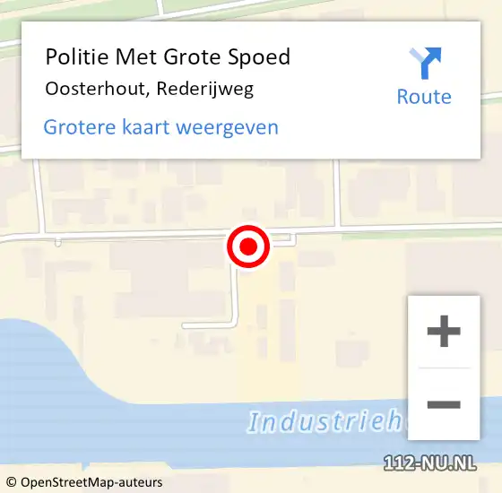 Locatie op kaart van de 112 melding: Politie Met Grote Spoed Naar Oosterhout, Rederijweg op 7 juni 2021 07:48