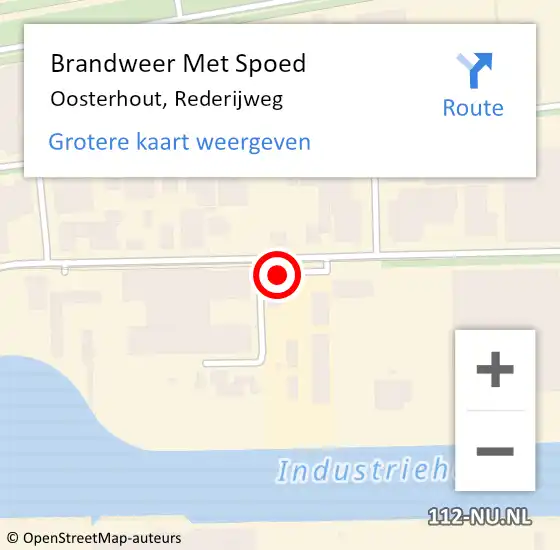 Locatie op kaart van de 112 melding: Brandweer Met Spoed Naar Oosterhout, Rederijweg op 7 juni 2021 08:07