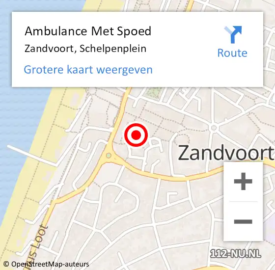 Locatie op kaart van de 112 melding: Ambulance Met Spoed Naar Zandvoort, Schelpenplein op 7 juni 2021 08:08