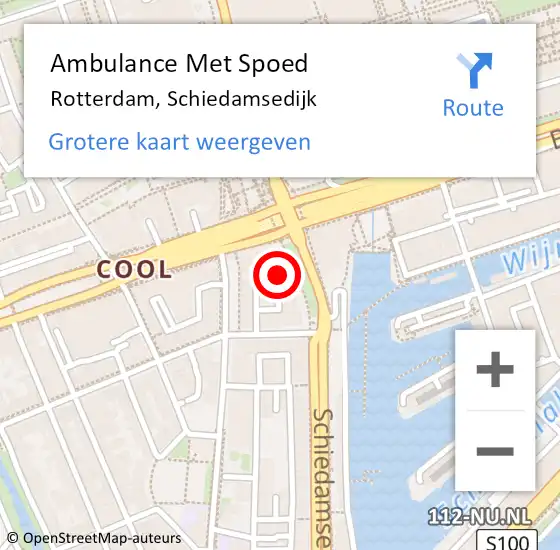 Locatie op kaart van de 112 melding: Ambulance Met Spoed Naar Rotterdam, Schiedamsedijk op 7 juni 2021 08:23