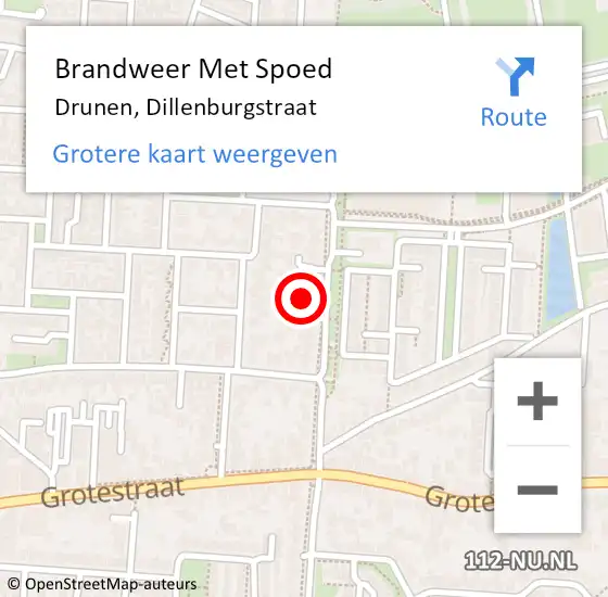 Locatie op kaart van de 112 melding: Brandweer Met Spoed Naar Drunen, Dillenburgstraat op 7 juni 2021 09:26