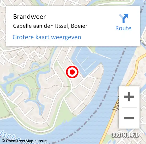 Locatie op kaart van de 112 melding: Brandweer Capelle aan den IJssel, Boeier op 7 juni 2021 09:56