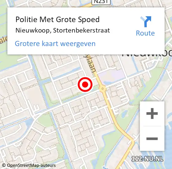 Locatie op kaart van de 112 melding: Politie Met Grote Spoed Naar Nieuwkoop, Stortenbekerstraat op 7 juni 2021 09:56