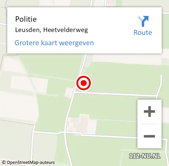 Locatie op kaart van de 112 melding: Politie Leusden, Heetvelderweg op 7 juni 2021 10:05