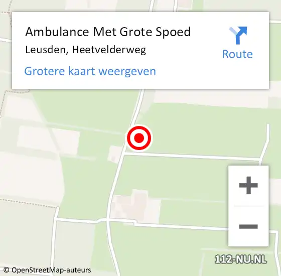 Locatie op kaart van de 112 melding: Ambulance Met Grote Spoed Naar Leusden, Heetvelderweg op 7 juni 2021 10:08