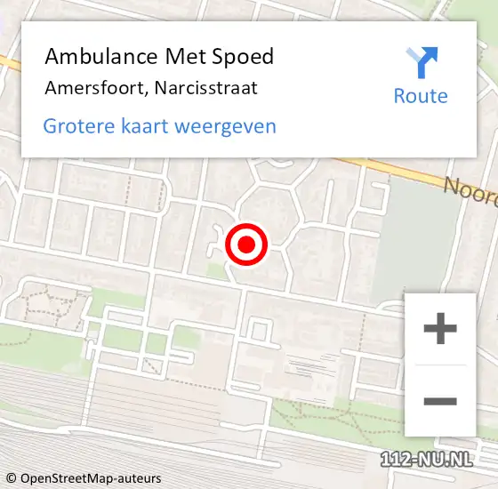 Locatie op kaart van de 112 melding: Ambulance Met Spoed Naar Amersfoort, Narcisstraat op 7 juni 2021 10:17