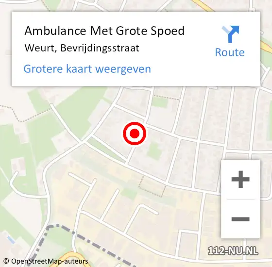 Locatie op kaart van de 112 melding: Ambulance Met Grote Spoed Naar Weurt, Bevrijdingsstraat op 7 juni 2021 10:22