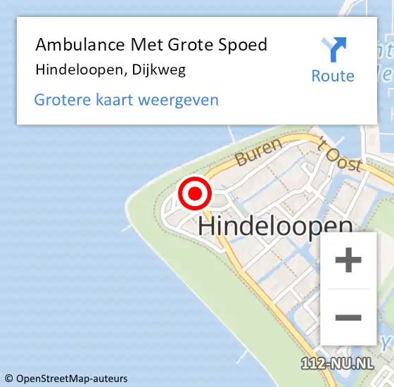 Locatie op kaart van de 112 melding: Ambulance Met Grote Spoed Naar Hindeloopen, Dijkweg op 7 juni 2021 10:30