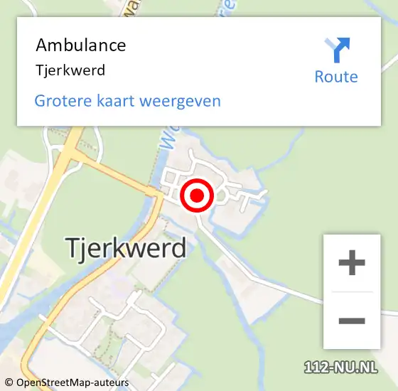 Locatie op kaart van de 112 melding: Ambulance Tjerkwerd op 7 juni 2021 10:31