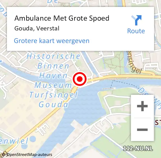 Locatie op kaart van de 112 melding: Ambulance Met Grote Spoed Naar Gouda, Veerstal op 7 juni 2021 10:38