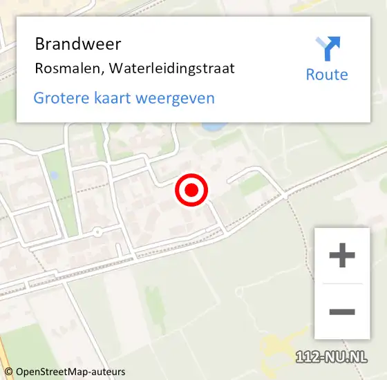 Locatie op kaart van de 112 melding: Brandweer Rosmalen, Waterleidingstraat op 12 juni 2014 15:21