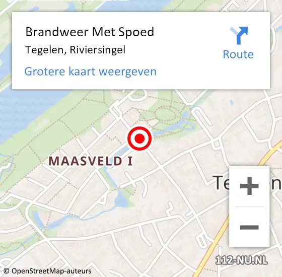 Locatie op kaart van de 112 melding: Brandweer Met Spoed Naar Tegelen, Riviersingel op 7 juni 2021 10:53