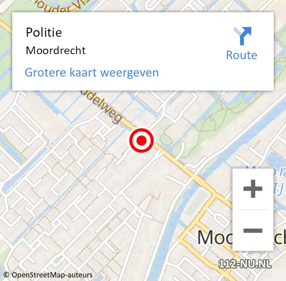 Locatie op kaart van de 112 melding: Politie Moordrecht op 7 juni 2021 11:01