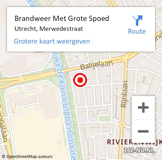 Locatie op kaart van de 112 melding: Brandweer Met Grote Spoed Naar Utrecht, Merwedestraat op 7 juni 2021 11:14