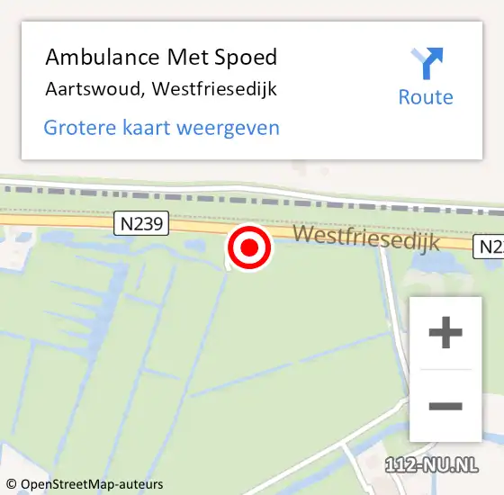 Locatie op kaart van de 112 melding: Ambulance Met Spoed Naar Aartswoud, Westfriesedijk op 7 juni 2021 11:15