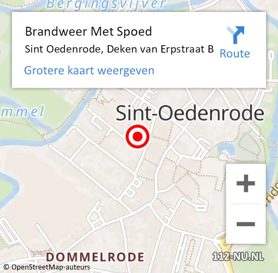 Locatie op kaart van de 112 melding: Brandweer Met Spoed Naar Sint Oedenrode, Deken van Erpstraat B op 7 juni 2021 11:15