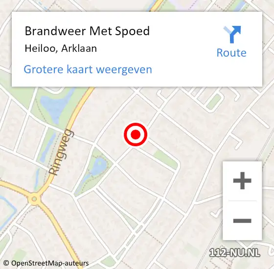 Locatie op kaart van de 112 melding: Brandweer Met Spoed Naar Heiloo, Arklaan op 7 juni 2021 11:35