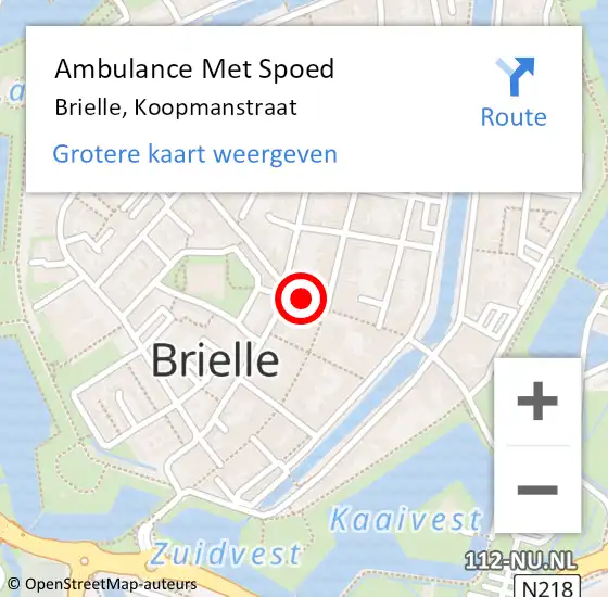 Locatie op kaart van de 112 melding: Ambulance Met Spoed Naar Brielle, Koopmanstraat op 7 juni 2021 11:40