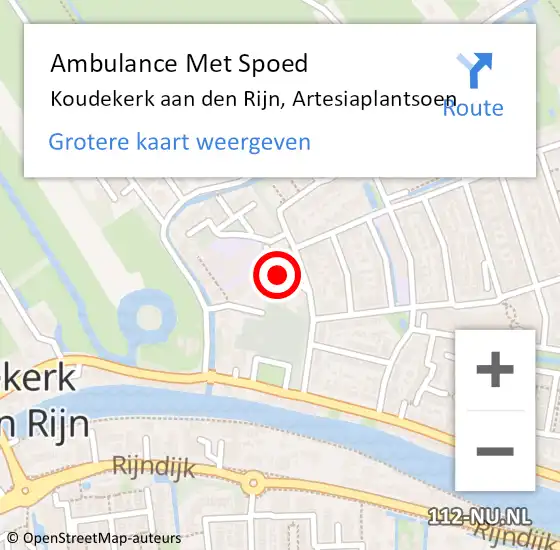 Locatie op kaart van de 112 melding: Ambulance Met Spoed Naar Koudekerk aan den Rijn, Artesiaplantsoen op 7 juni 2021 11:51