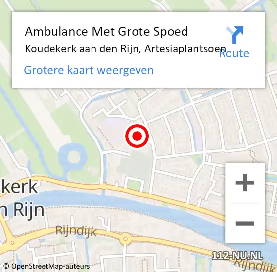 Locatie op kaart van de 112 melding: Ambulance Met Grote Spoed Naar Koudekerk aan den Rijn, Artesiaplantsoen op 7 juni 2021 11:54