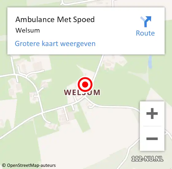 Locatie op kaart van de 112 melding: Ambulance Met Spoed Naar Welsum op 7 juni 2021 11:58
