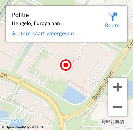 Locatie op kaart van de 112 melding: Politie Hengelo, Europalaan op 7 juni 2021 12:01