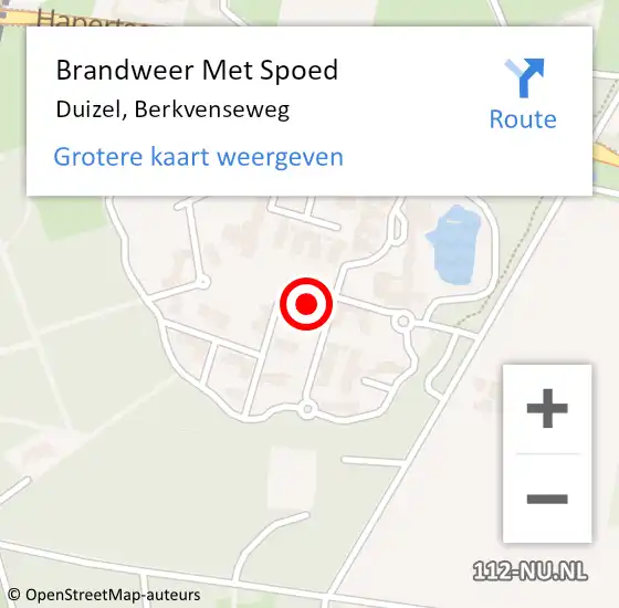 Locatie op kaart van de 112 melding: Brandweer Met Spoed Naar Duizel, Berkvenseweg op 7 juni 2021 12:04