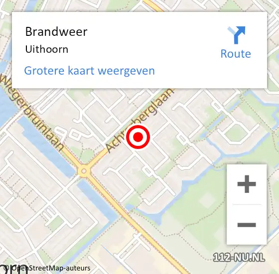 Locatie op kaart van de 112 melding: Brandweer Uithoorn op 7 juni 2021 12:05